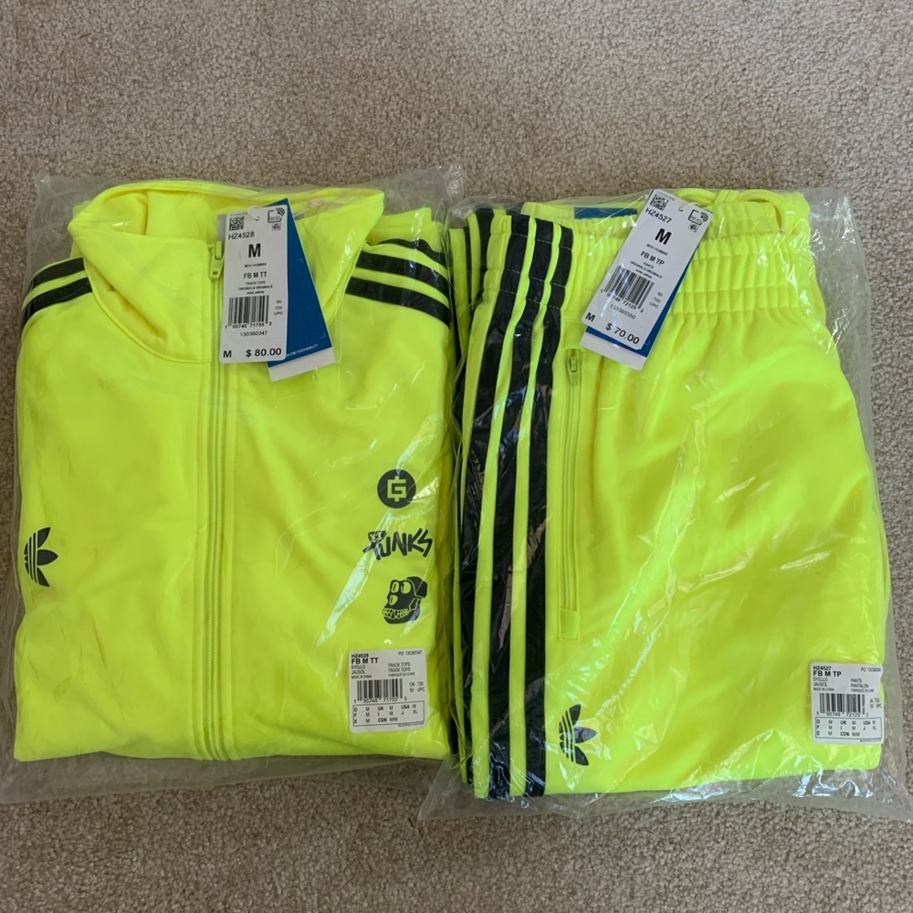 Adidas Originals Punks G Money Solar Neon Yellow Tracksuit Set Size M